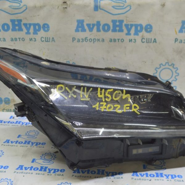 Фара передняя правая в сборе Lexus RX350 RX450h 16-19 без AFS LED 3 линзы (02) слом крепл 81110-0E280
