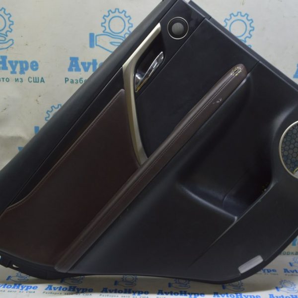 Обшивка двери карточка зад лев Lexus RX350 RX450h 16-17 кожа черн с коричн вставкой(02) дефект 67640-0E790-C0