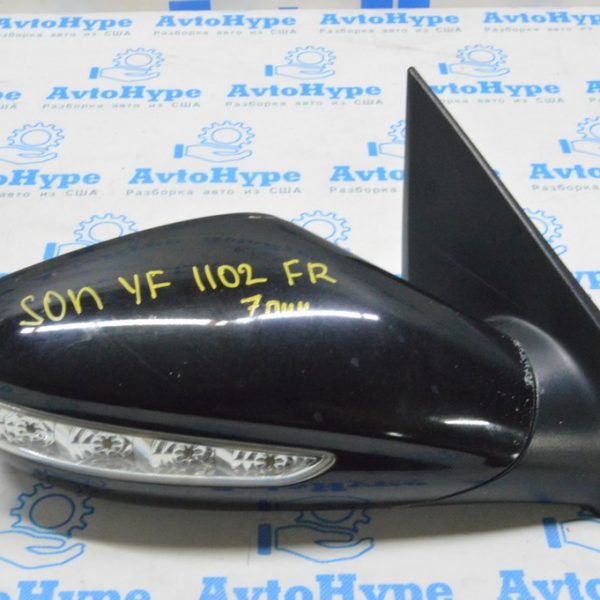 Зеркало боковое правое Hyundai Sonata 11-15 7 пинов, поворотник (02) черное, песок 876203Q110
