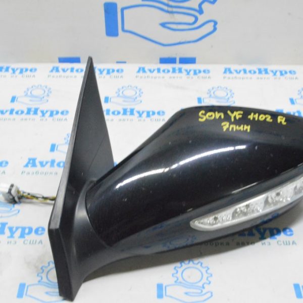 Зеркало боковое левое Hyundai Sonata 11-15 7 пинов, поворотник (02) черное 876103Q110