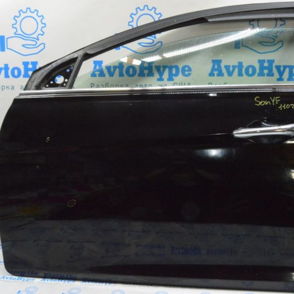 Дверь в сборе передняя левая Hyundai Sonata 11-15 keyless (02) черная, тычки 760033S000
