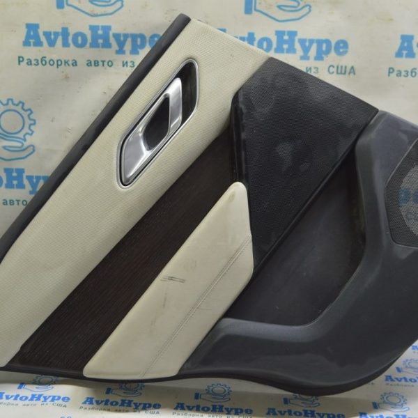 Обшивка двери (карточка) зад лев Range Rover Velar L560 17- черн+серая, дерево, под чистк (01) LR091485