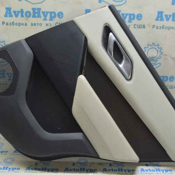 Обшивка двери (карточка) зад прав Range Rover Velar L560 17- черн+сер,дерево (01) LR091484