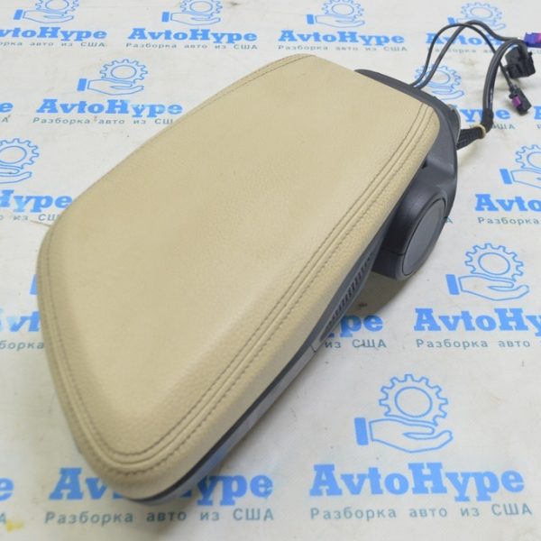 Подлокотник в сборе BMW X1 F48 16-19 кожа беж Oyster под телефон, без беспроводной зарядки 51169317585
