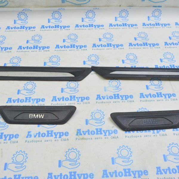 Накладка порога внешняя передняя правая BMW X1 F48 16-22 черная с хром молдингом X-line, Sport 51477454945