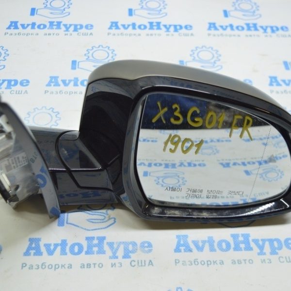 Зеркало боковое правое BMW X3 G01 18-21 9 пинов, поворотник, BSM, камера, черное (01) 51168491710