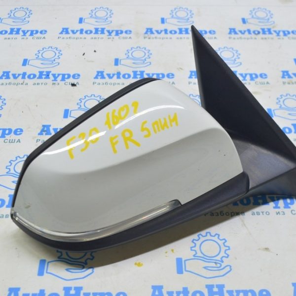 Зеркало боковое правое BMW 3 F30 4d 13-18 usa 5 пинов, крепление мат, поворотник, белое (02) 51167345666