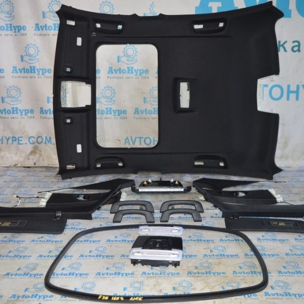 Обшивка потолка комплект с козырьками,ручками,накладками BMW 3 F30 4d 12-19 под люк, черн(02) 51447343301