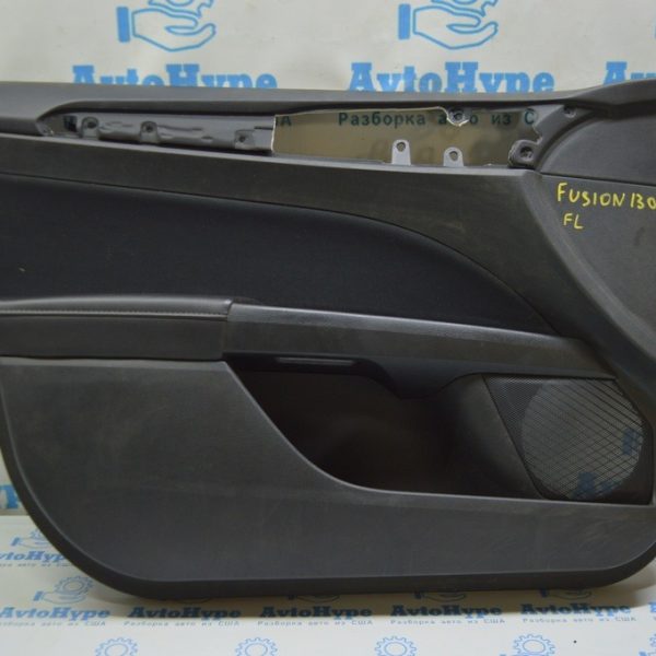 Обшивка двери карточка передняя левая Ford Fusion mk5 13-16 кожа черн, черн вставка DS7Z-5423943-DA