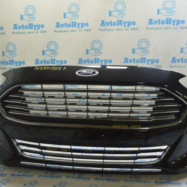 Бампер передний в сборе Ford Fusion mk5 13-16 с гриль, titanium, с птф, без парк, с проводк 06 DS7Z-17D957-AAPTM