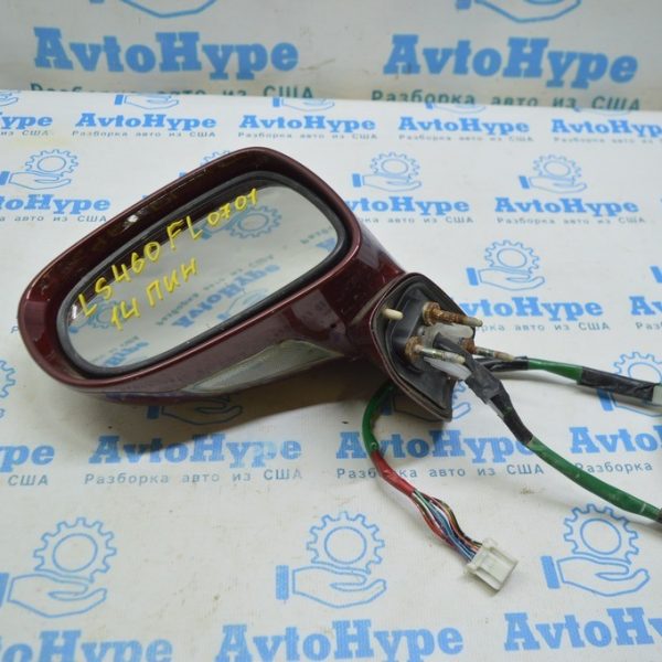 Зеркало боковое левое Lexus LS460 LS600h 07-12 14 пин (01) бордовый цвет скол на подсветке 87940-50511-C0