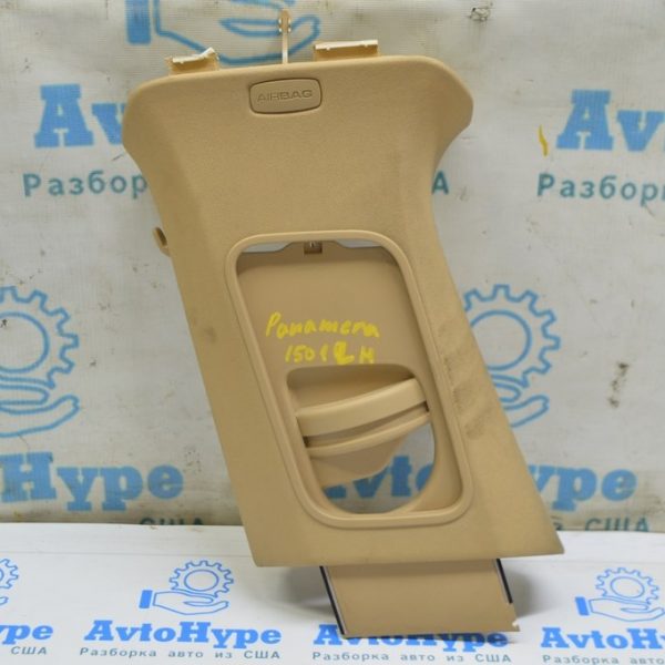 Накладка центральной стойки верхняя (ремень) левая Porsche Panamera 10-16 беж тряпка 970-555-193-10-7F3