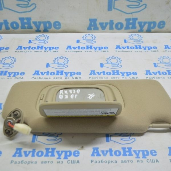 Козырек правый Lexus RX300 RX330 RX350 RX400h 04-09 бежевый, с крючком идеал 74310-0W260-A0