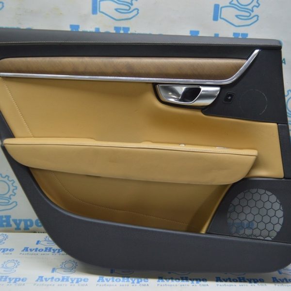 Обшивка двери карточка задняя левая Volvo S90 16- беж кожа,дерево, Inscription (01) 31365817 L 32201787