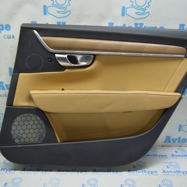 Обшивка двери карточка задняя правая Volvo S90 16- беж кожа,дерево, Inscription (01) Long 31684042