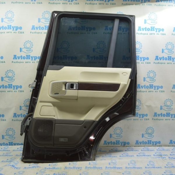 Обшивка двери (карточка) зад прав Range Rover VOG L322 07-12 беж с вставкой дерево LR009604