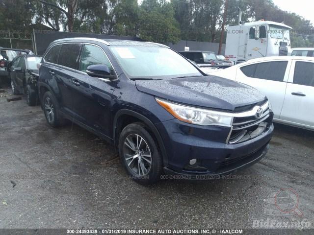 Toyota Highlander Xle 2016 Blue 3.5L — 2016 г., синий цвет, разобран на запчасти